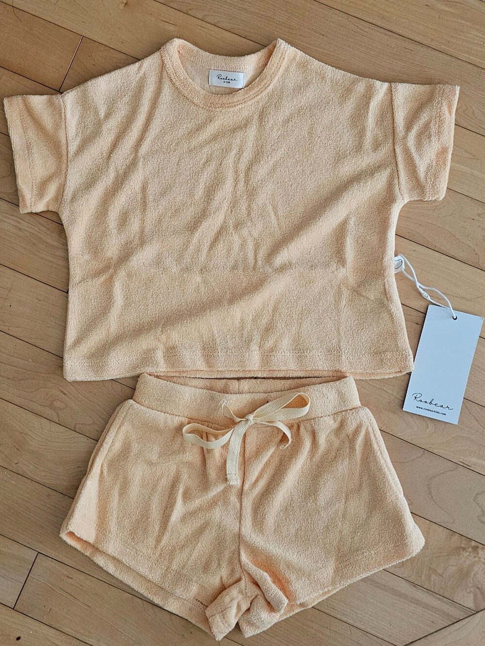 [NEW] Roobear Gender-neutral Peach Sorbet 6-12m Terrycloth Summer Set